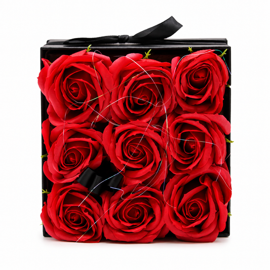 Luxe Rode Zeeprozen Box – 9 Zeepbloemen