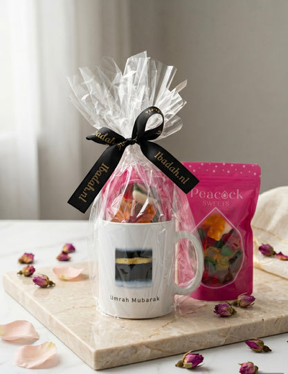 Umrah Mubarak Geschenkset | Mok met Halal Snoep